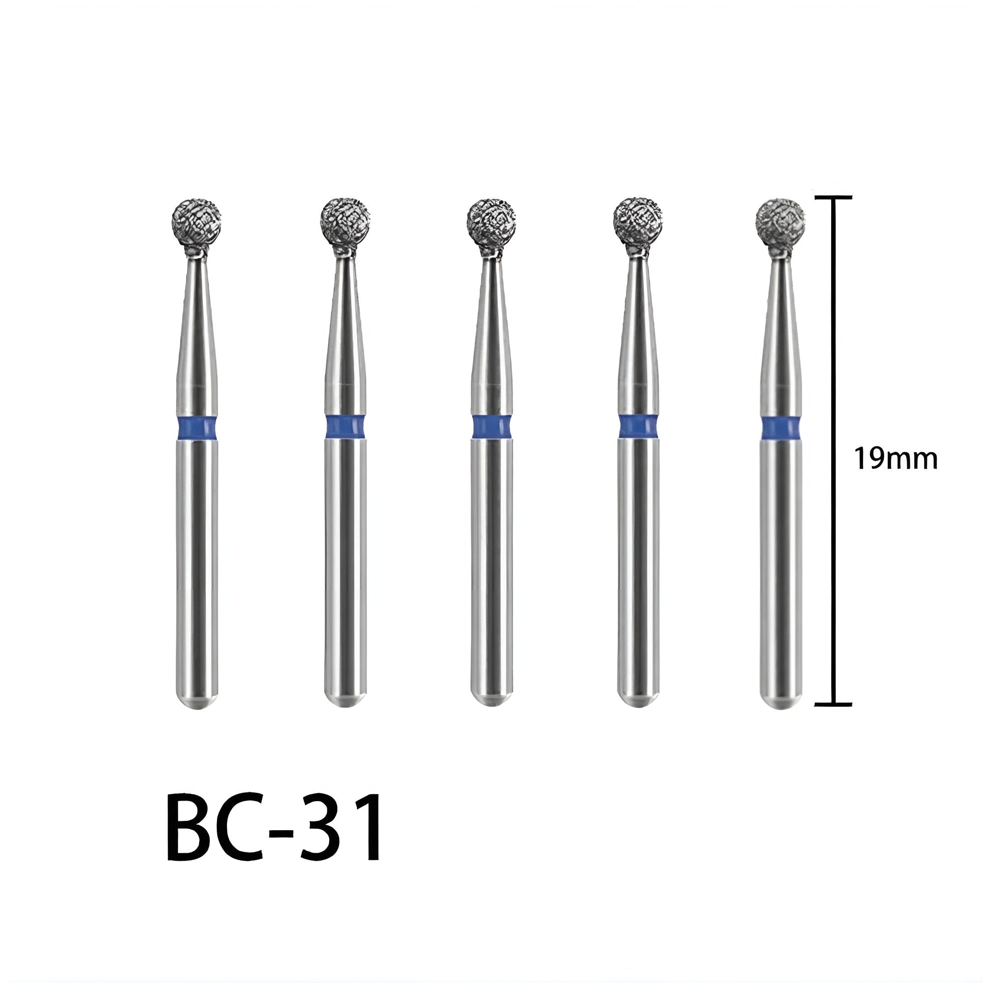 Round (Ball) Dental Diamond Burs, 10 pcs