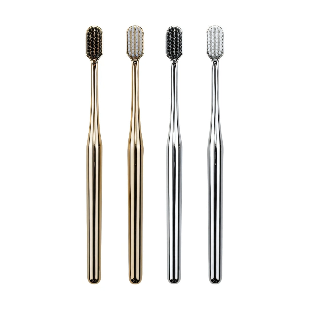 Luxury Soft Bristle Toothbrush – Gold & Silver Edition | Gentle, Elegant, Ultra-Fine Care