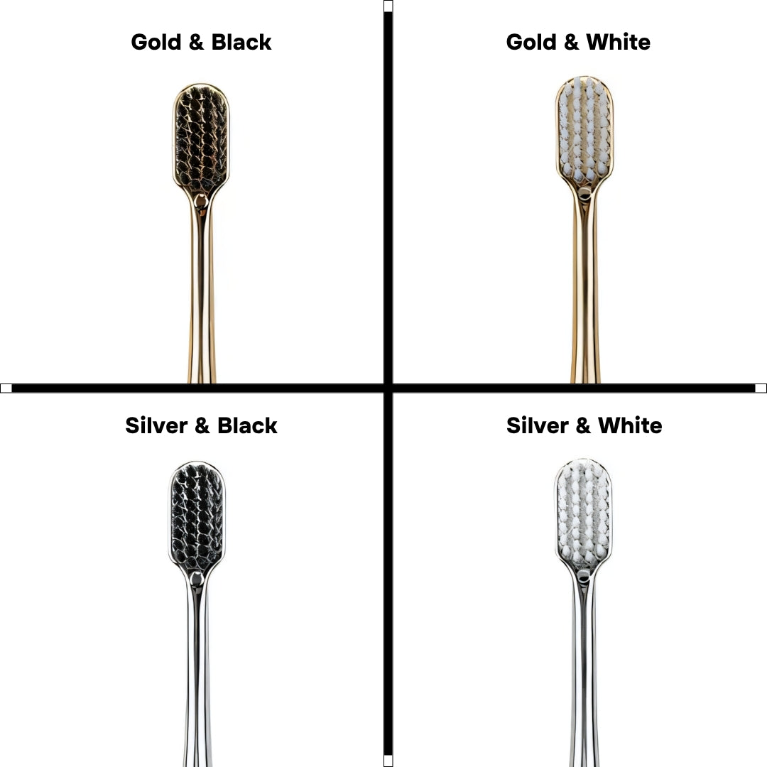 Luxury Soft Bristle Toothbrush – Gold & Silver Edition | Gentle, Elegant, Ultra-Fine Care