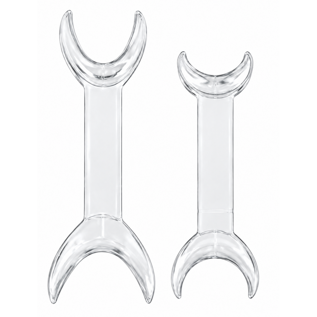 Double-Ended Cheek Retractors for Dental Photography, Pair — Clear T-Shape for Frontal and Buccal Views