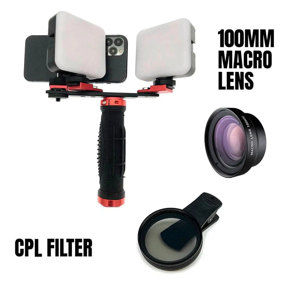 Twin Light Kit for Smartphone Dental Photography — Dual 5600 K LED, 6000 Lumens Each, Phone Holder and Case