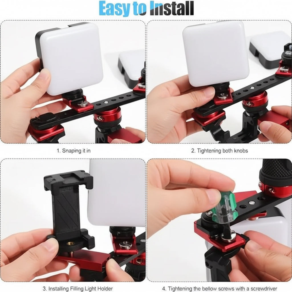 Twin Light Kit for Smartphone Dental Photography — Dual 5600 K LED, 6000 Lumens Each, Phone Holder and Case