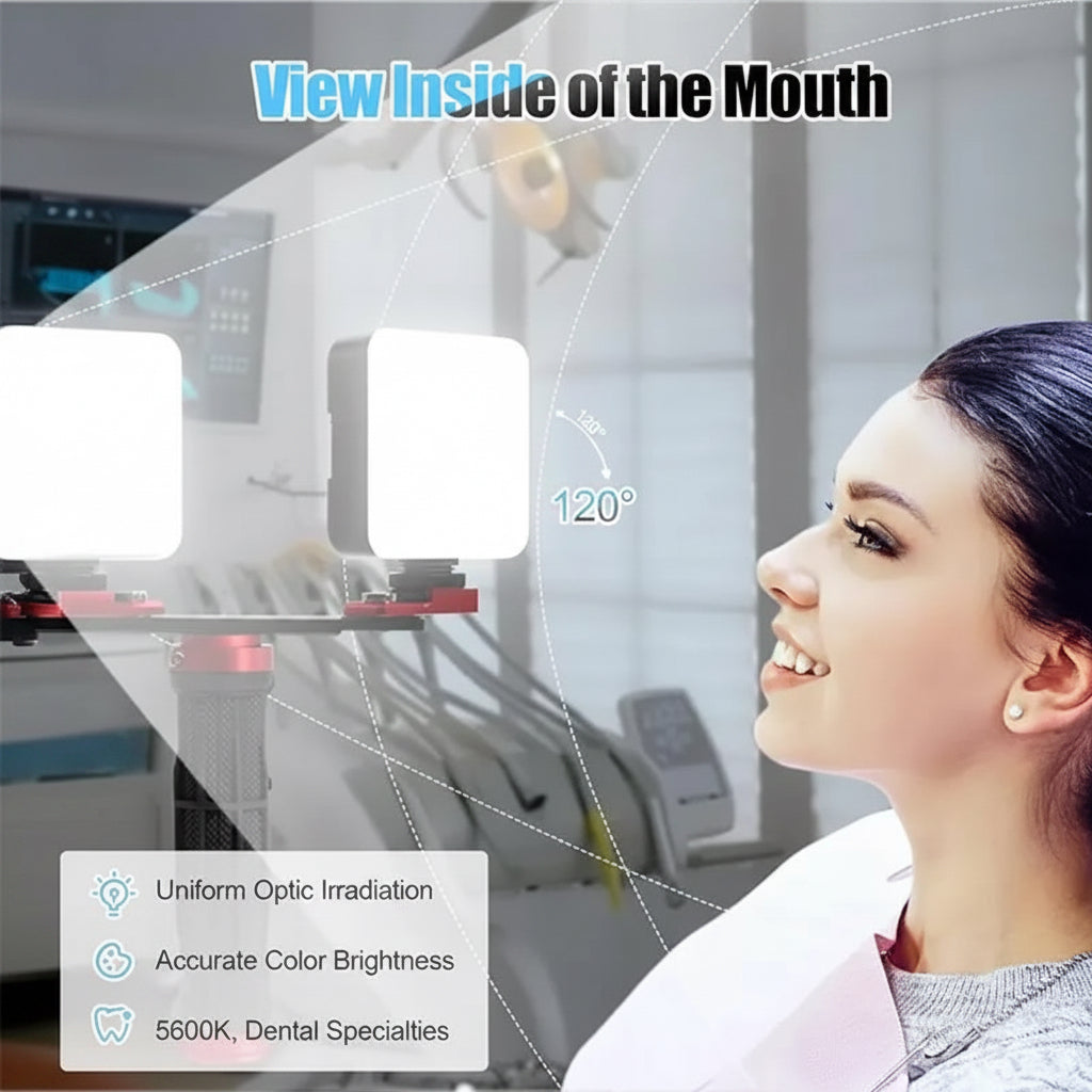 Twin Light Kit for Smartphone Dental Photography — Dual 5600 K LED, 6000 Lumens Each, Phone Holder and Case