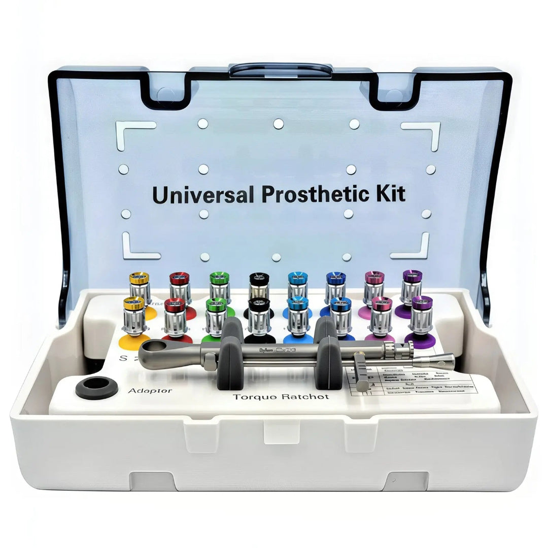 Dental Implant Prosthetic and Screw Removal Kit — 16 Drivers, 10-70 N·cm Ratchet, Contra-Angle Wrench with Adjustable Head