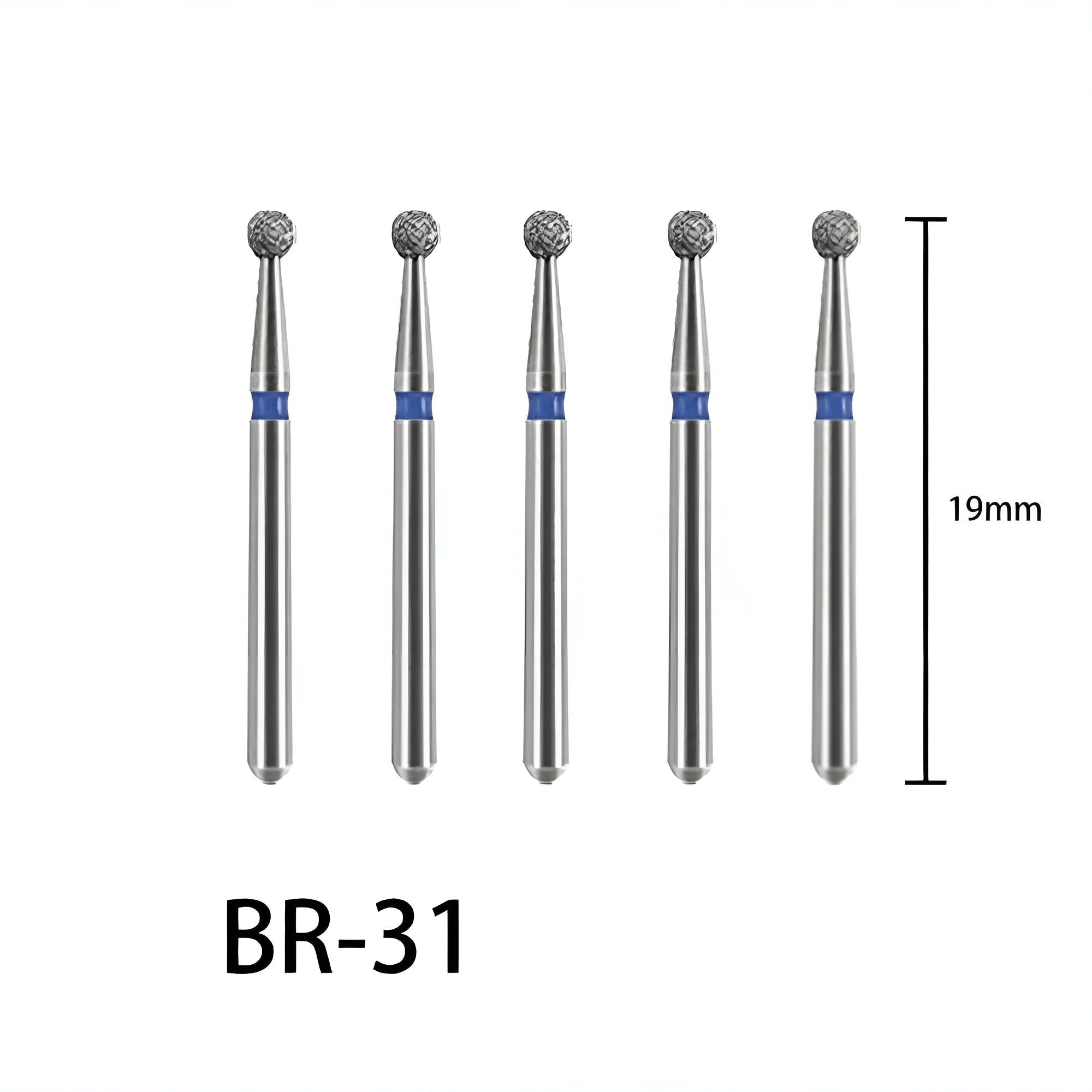 Round (Ball) Dental Diamond Burs, 10 pcs