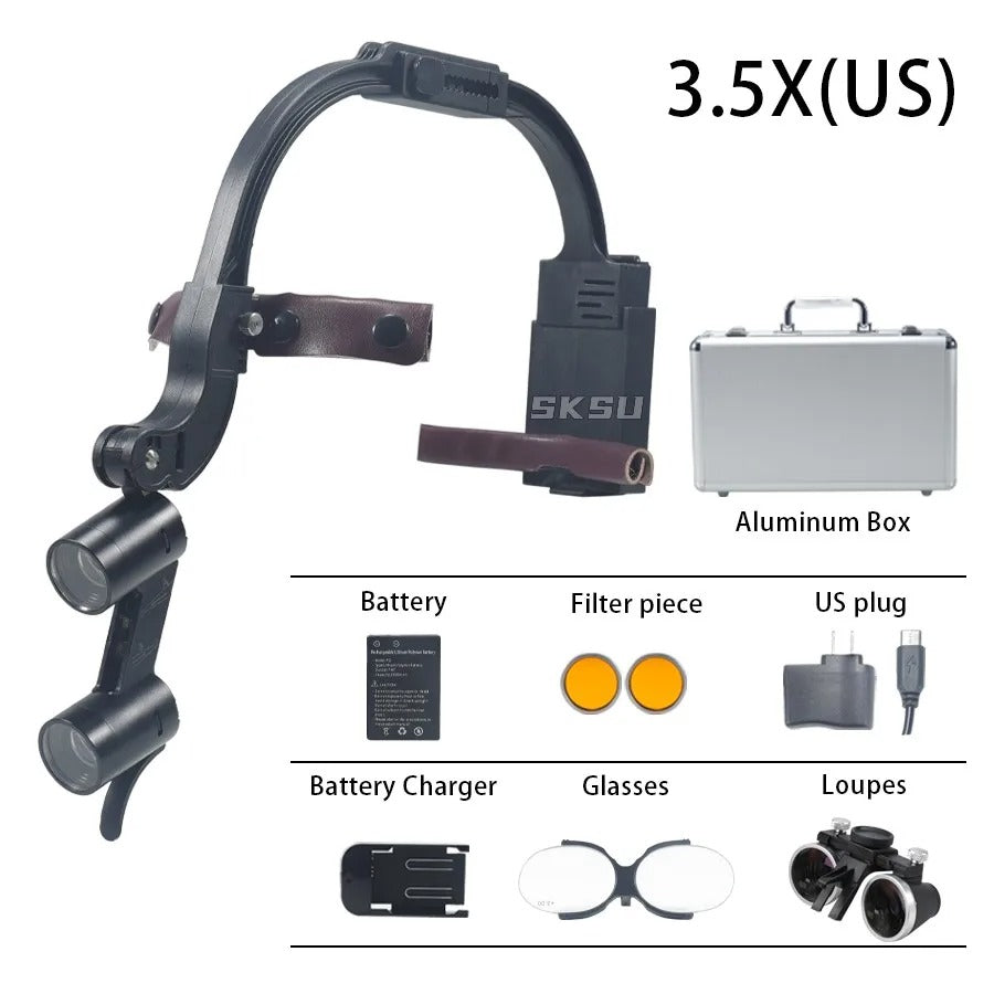 Ergonomic Dental Loupes with Interchangeable Magnification and LED Light
