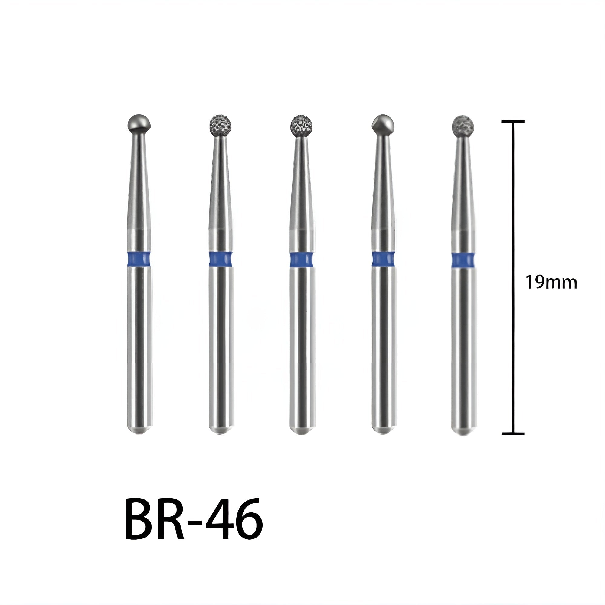 Round (Ball) Dental Diamond Burs, 10 pcs