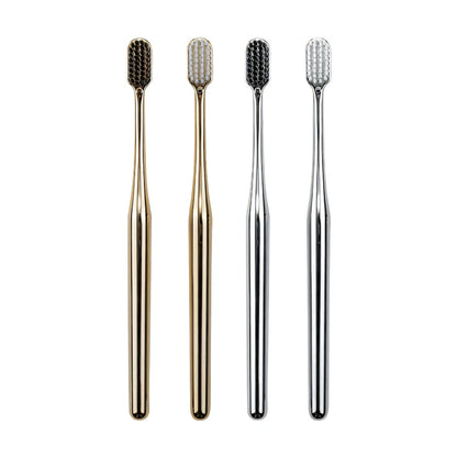 Luxury Soft Bristle Toothbrush – Gold & Silver Edition | Gentle, Elegant, Ultra-Fine Care