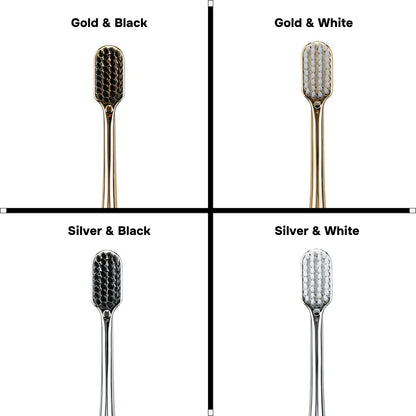 Luxury Soft Bristle Toothbrush – Gold & Silver Edition | Gentle, Elegant, Ultra-Fine Care