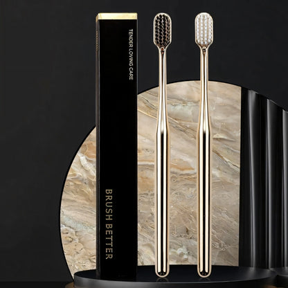 Luxury Soft Bristle Toothbrush – Gold & Silver Edition | Gentle, Elegant, Ultra-Fine Care
