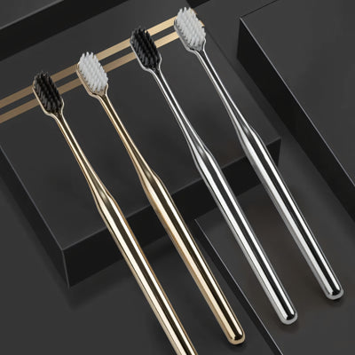 Luxury Soft Bristle Toothbrush – Gold & Silver Edition | Gentle, Elegant, Ultra-Fine Care