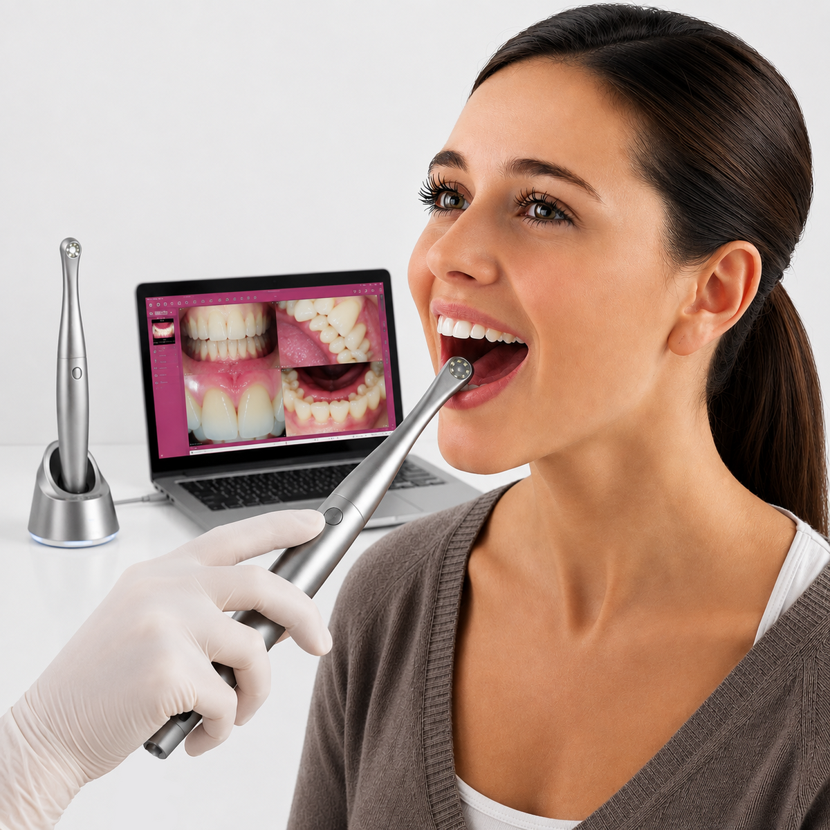 Kabellose Intraoralkamera 5 MP 2K HD — 5G-WLAN, 6 LEDs, 30 FPS, IPX5, für iOS, Android und Windows