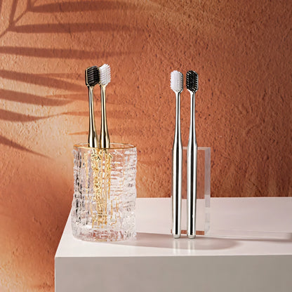 Luxury Soft Bristle Toothbrush – Gold & Silver Edition | Gentle, Elegant, Ultra-Fine Care