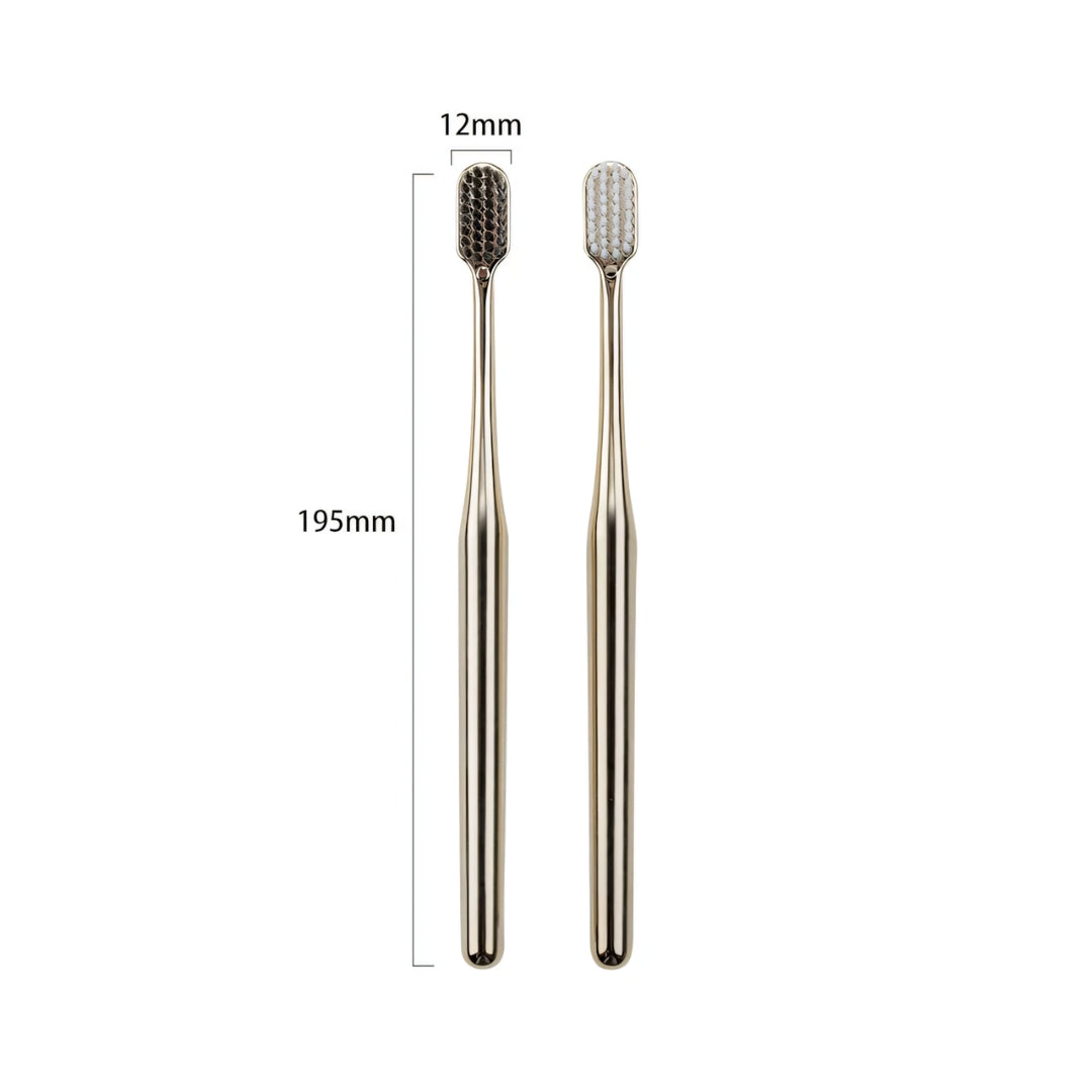 Luxury Soft Bristle Toothbrush – Gold & Silver Edition | Gentle, Elegant, Ultra-Fine Care