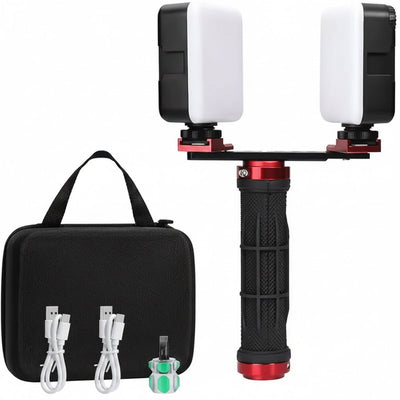 Twin Light Kit for Smartphone Dental Photography — Dual 5600 K LED, 6000 Lumens Each, Phone Holder and Case