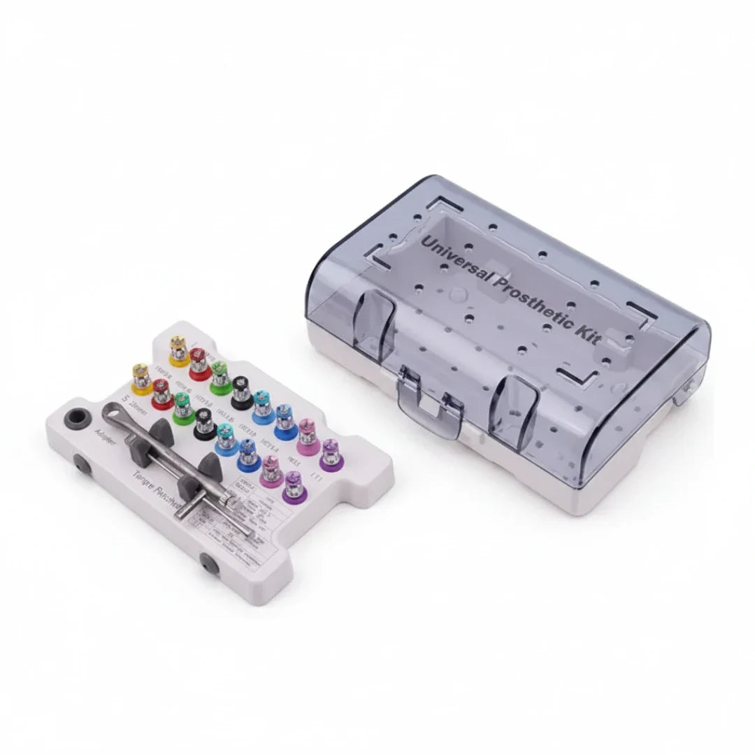 Dental Implant Prosthetic and Screw Removal Kit — 16 Drivers, 10-70 N·cm Ratchet, Contra-Angle Wrench with Adjustable Head