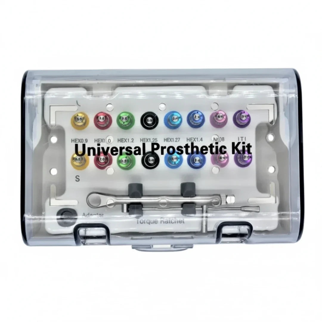 Dental Implant Prosthetic and Screw Removal Kit — 16 Drivers, 10-70 N·cm Ratchet, Contra-Angle Wrench with Adjustable Head