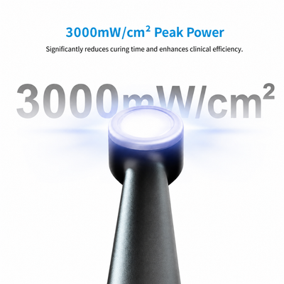 i-Light Pro curing light tip delivering 3000 mW/cm2 peak irradiance